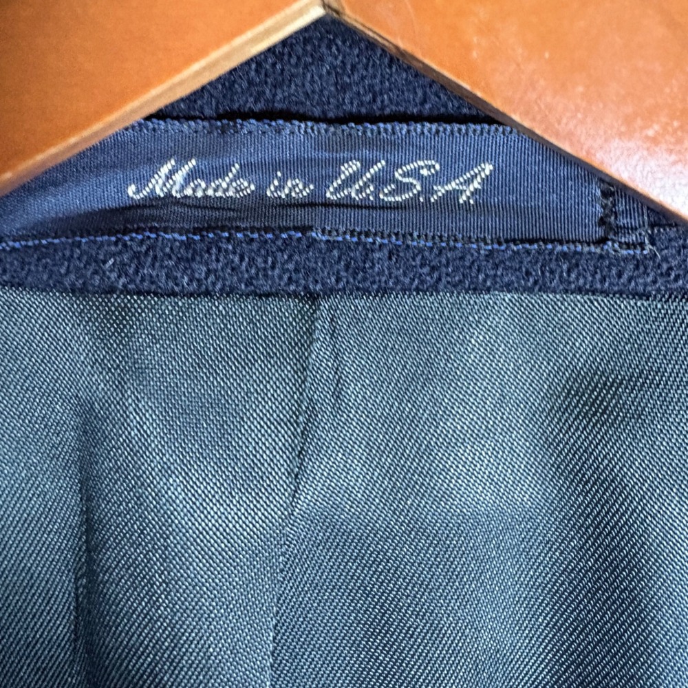 Stanley Blacker Mens Navy Blue Double Breasted Blazer Gold Crest Buttons USA - Picture 5 of 6